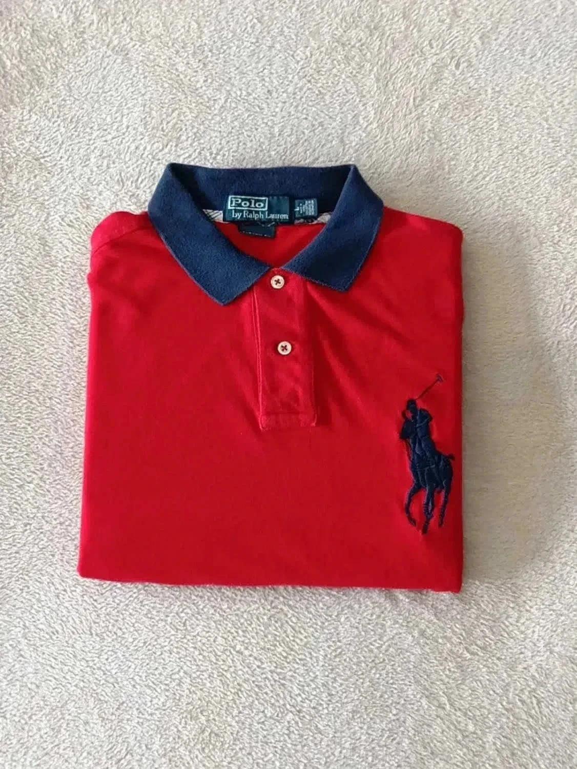 Polo Ralph Lauren Big Pony vermelho Logo azul marinho Tamanho L – photo 16